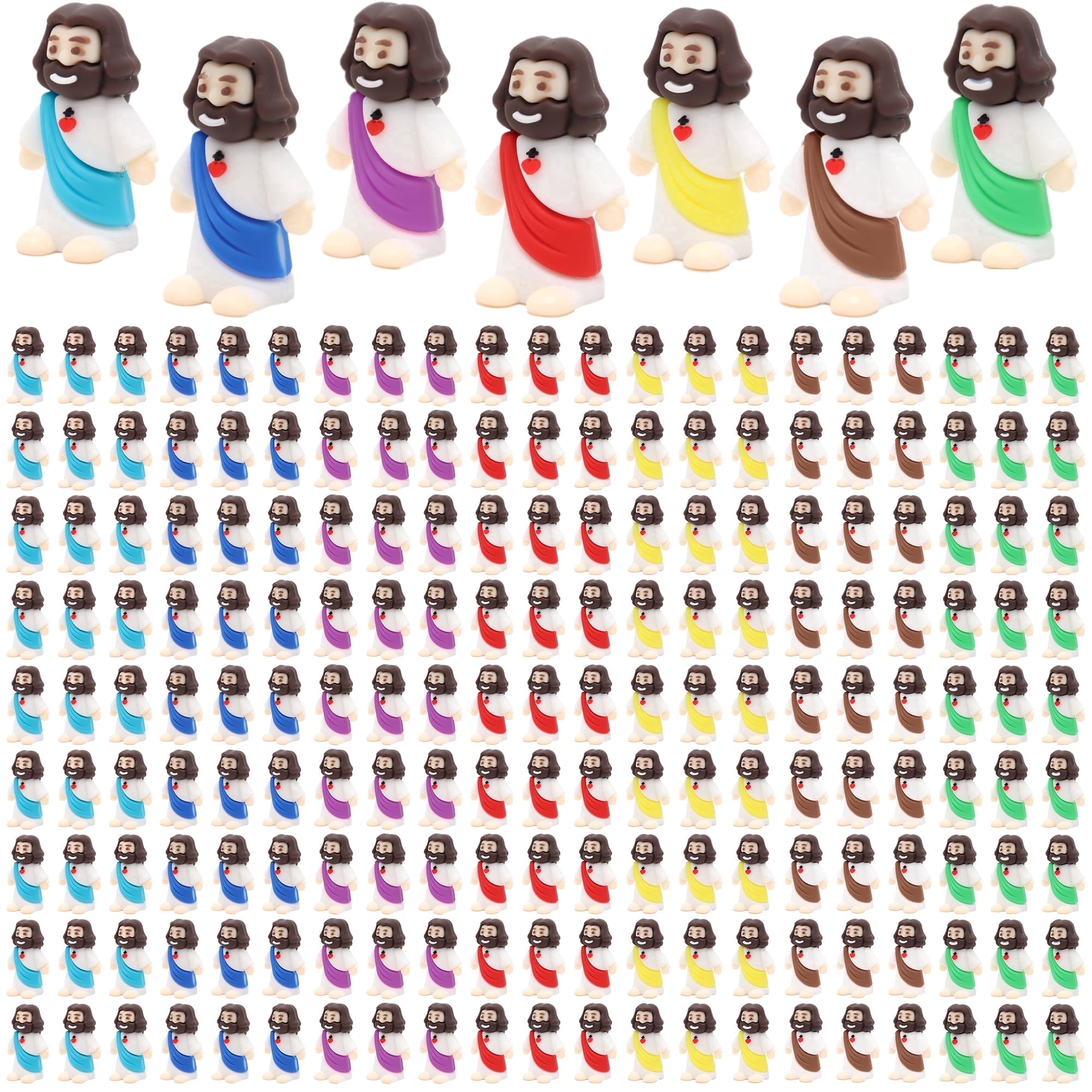 200pcs Mini Jesus Multi Color Set Statues Christian Festival Decor Jesus Challenge Party Props Fun Social Media Games Creative Church Party Easter Gifts