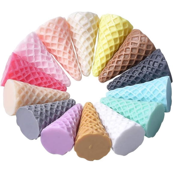 200pcs Mixed Color Ice Cream Cone Resin Cabochons Mini Catoon Resin Charms Flatback Resin Cabochons for DIY