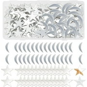 200pcs Mosaic Tiles 25mm/1 inch Acrylic Star Shape Mirror Tiles Half Moon Self-Adhesive Decorative Tiles for Wall Backsplash Kitchen Bathroom Home Decor Crafts Jewelry Making