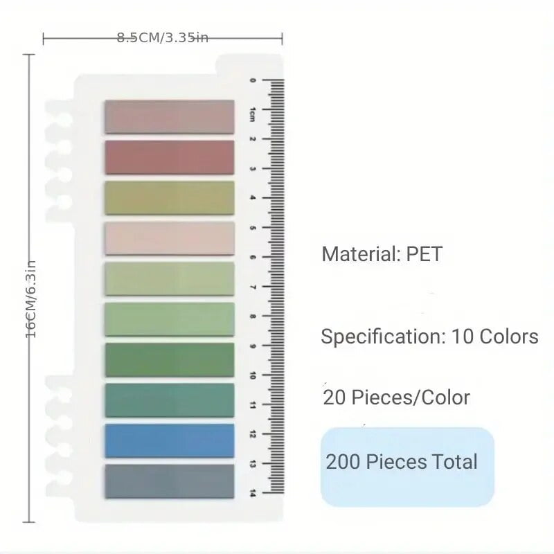 200pcs Multicolored Index Stickers, Transparent Page Marker Flags ...