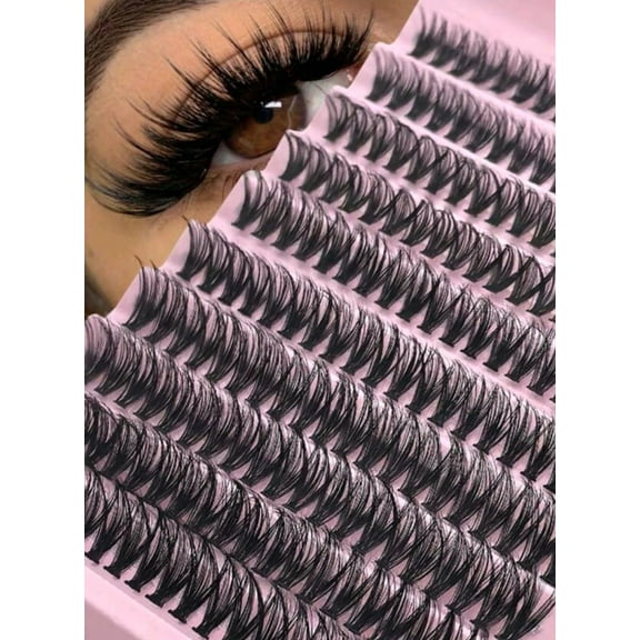 200pcs Natural Wispy Individual Eyelash Extensions, 40D 8-16mm Volume, Pre-made Fans, Black