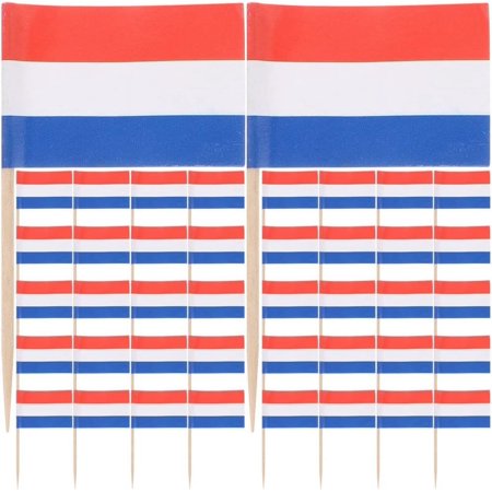 200pcs Netherlands Flag Toothpick Flags Picks Cupcake Toppers Cake Picks Dessert Decorations