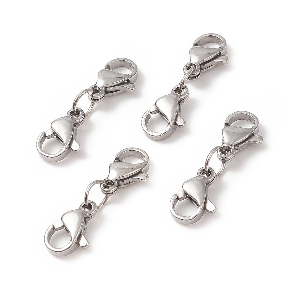200pcs Non-Tarnish 304 Stainless Steel Double Lobster Claw Clasps 201 Stainless Steel Jump Ring Stainless Steel color 22mm