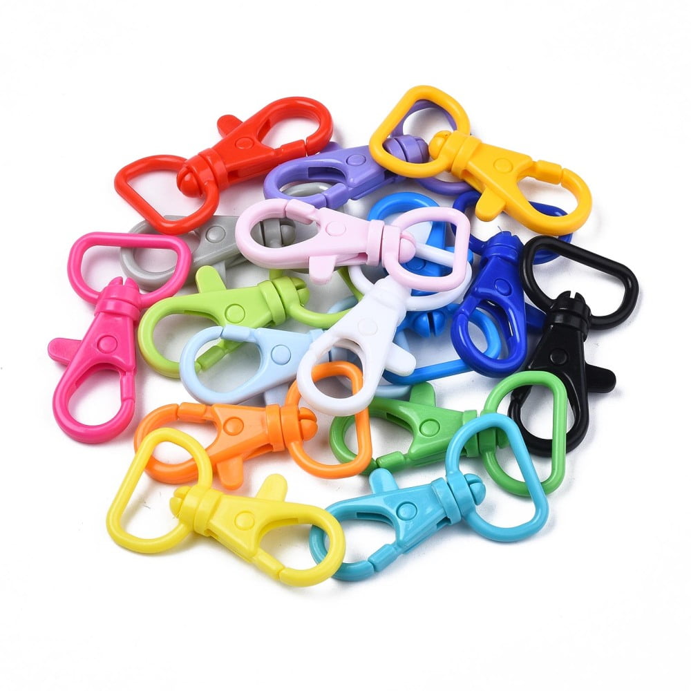 200pcs Opaque Plastic Swivel D Rings Lobster Claw Clasps Mixed color 41x22x8mm Hole: 7x17mm DIY
