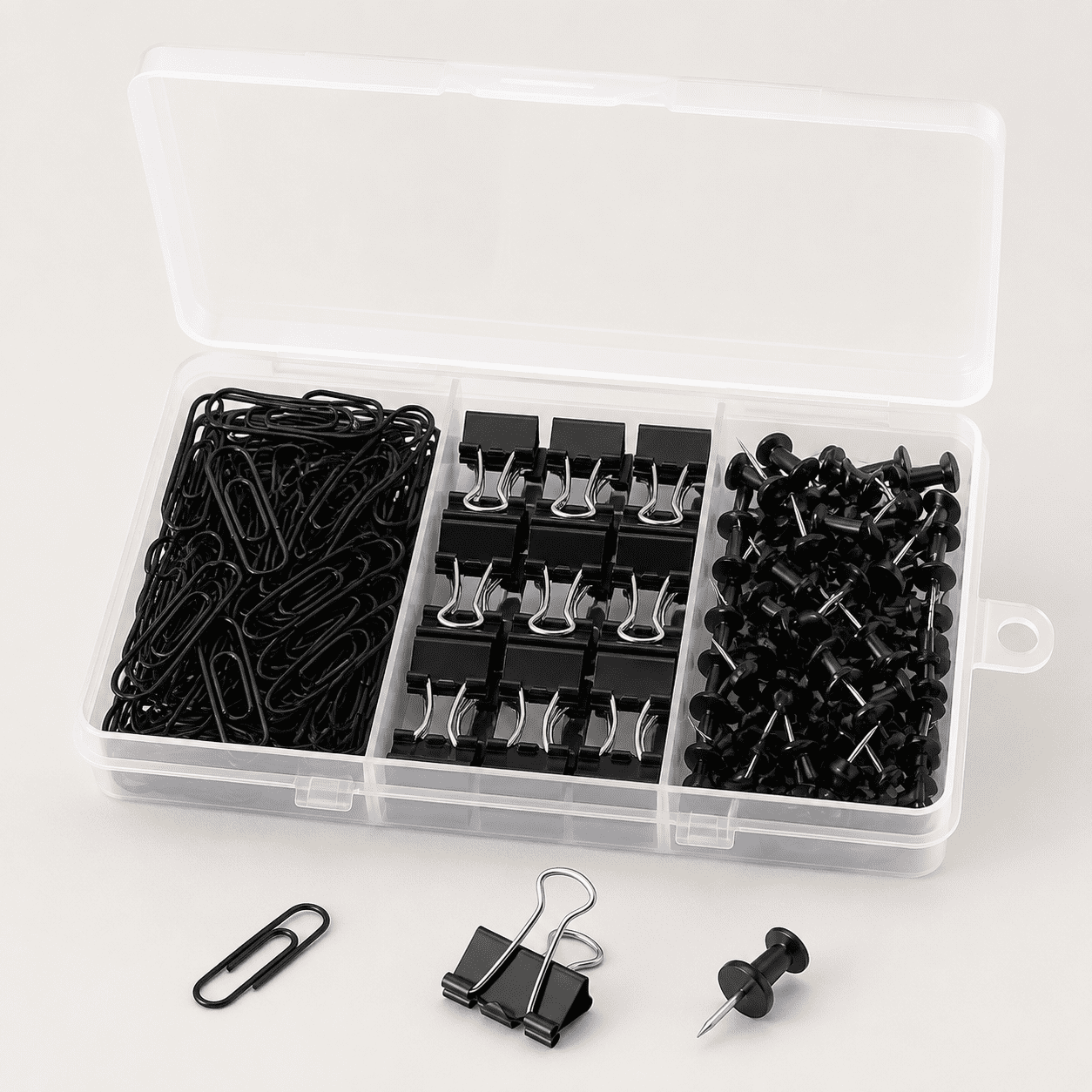 200pcs Paper Clips Binder Clips and Push Pins Set, Mini Clips and Thumb ...