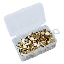 200pcs Paper Fasteners Electroplating Brads Round Metal Brads with Storage Box for Crafts DIY (Gold)