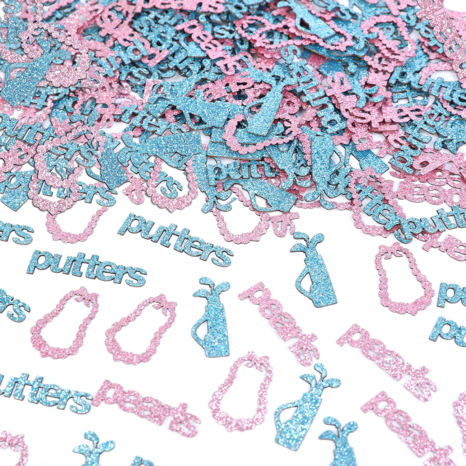 200pcs Pearls or Putters Gender Reveal Decorations Confetti Golf Theme Birthday Table Scatter Confetti Golf Gender Reveal Decorations Supplies He or She Baby Shower Party Supplies
