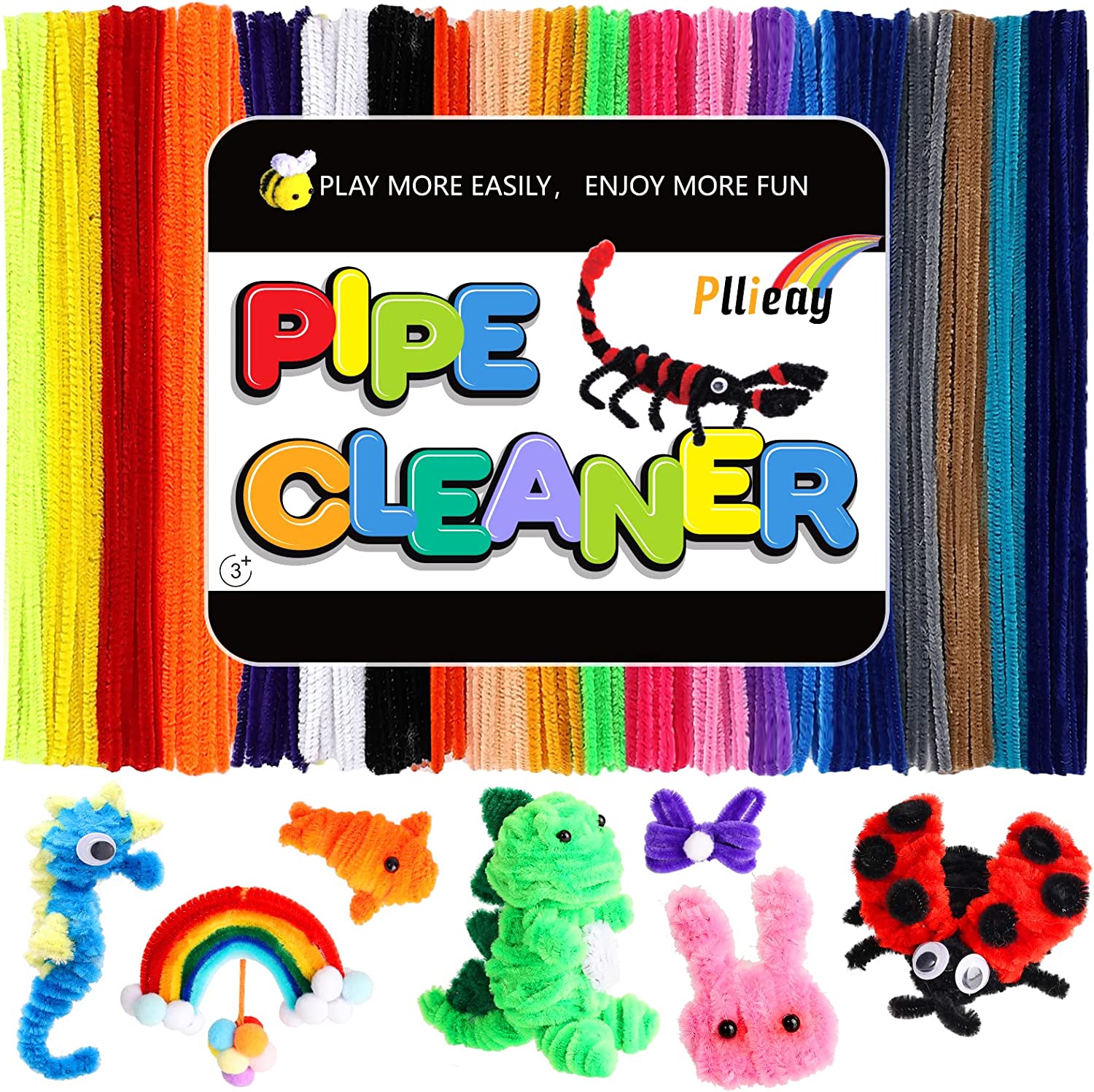 200pcs Pipe Cleaners for Crafts 20 Assorted Color, Pipe Cleaner