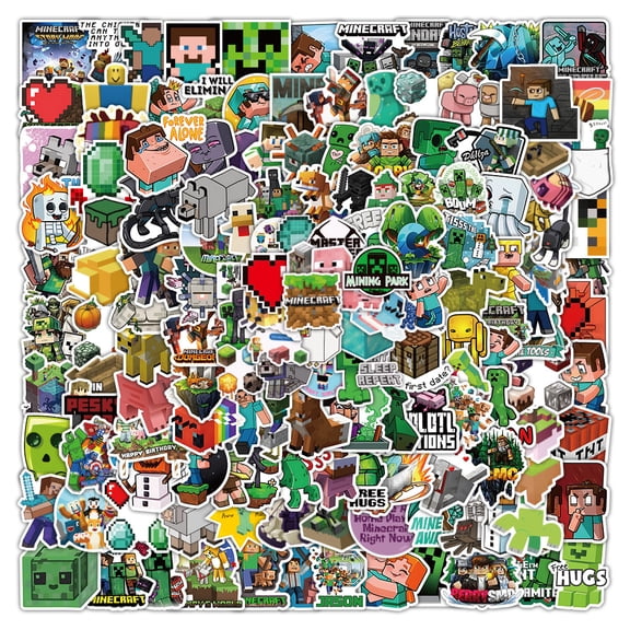 200pcs Pixel Block Game Graffiti Vinyl Stickers Waterproof Decals for Luggage Notebook Laptop