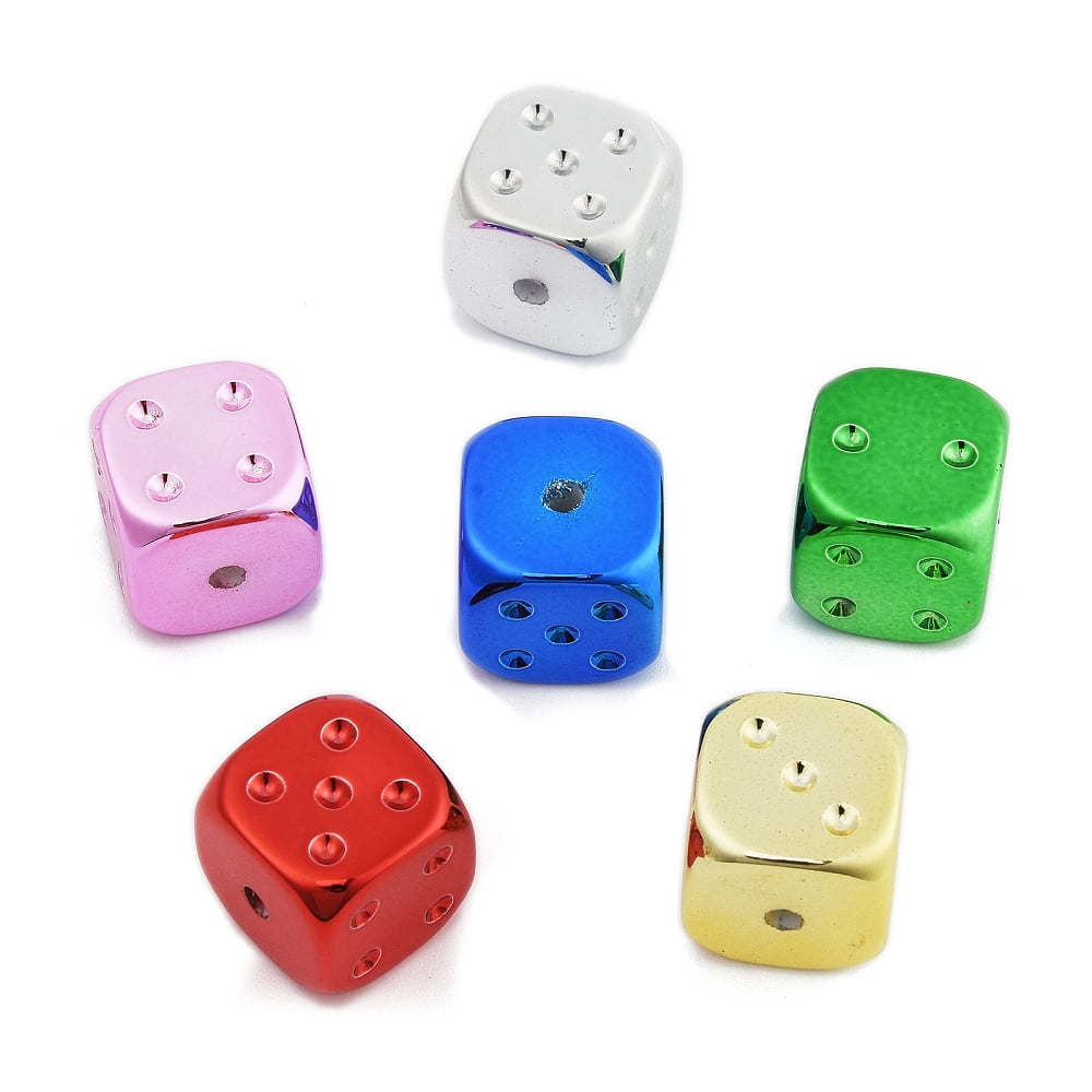 200pcs Plating Acrylic Beads Dice Mixed color 14x14x14mm Hole: 2.5mm