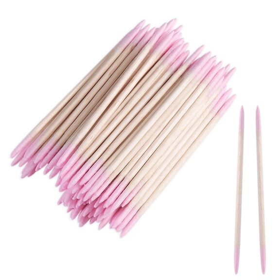 200pcs Pointed Tip Cotton Swabs, Pink Double-head Precision Microblading Swabs with Wooden Sticks Nail Polish Remover Pen Touch Up Disposable Makeup Applicators Beauty Tools
