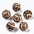 thumbnail image 1 of 200pcs Printed Natural Wooden Beads Round with Leopard Print Pattern Peru 14x13mm Hole: 3~4mm, 1 of 2