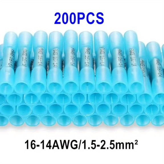 200pcs ProKit Heat Shrink Butt Connectors, 16-14 AWG Waterproof Insulated Wire Terminals, Automotive Marine Grade Crimp Splices, Copper Contact, Non-Electric, Battery-Free, for Boat & Truck Wiring