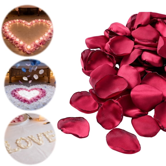 200pcs Rose Petals Elegant Maroon Faux Silk Flower Petals for Wedding Flower Girl Basket Aisle Scatter Sweetheart Table Centerpieces Party Confetti Bridal Shower Romantic Night Home Decoration