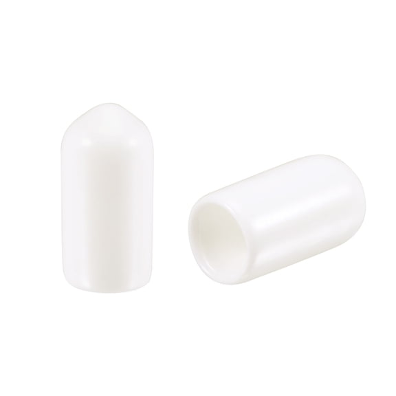 200pcs Round Rubber End Caps 1/4"(6mm) White Vinyl Cover Screw Thread Protector