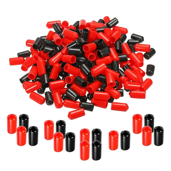 200pcs Rubber End Caps Cover Assortment 3/8 inch Screw Thread Protector for Screw Bolt Black Red