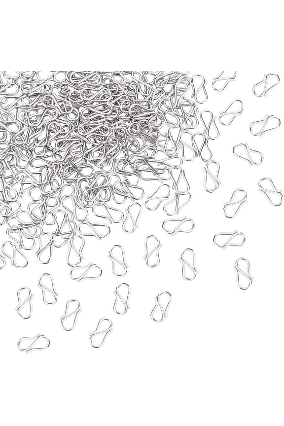 200pcs S-Hook Clasp 304 Stainless Steel Hook Clasps Stainless Steel Color S Hooks Clasps Necklace Clasp Connectors S-Shaped HookDIY