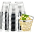 thumbnail image 1 of AllWays Plaza 200pcs Silver Disposable Plastic Cups 9 oz Clear Plastic Cups Old Fashioned Tumblers Silver Rim Cup Disposable Party Cup Elegant Silver Wine Glasses Cocktail Cup, 1 of 14