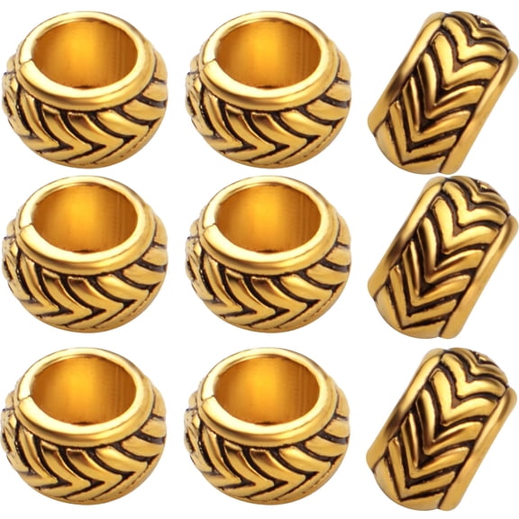 200pcs Spacers Beads Column Rondelle Barrel Beads Tibetan Alloy Vintage Loose Beads with 4.4mm Large Hole for Jewelry Crafts Making DIY Bracelet Necklace Handmade Decoration,  Antique Gold