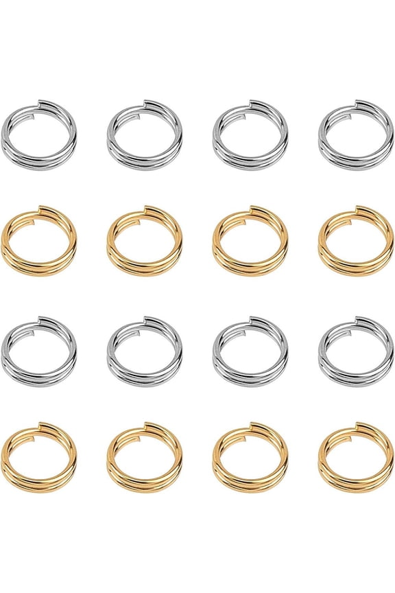 200pcs Split Key Rings Stainless Steel Key Ring 5mm Golden & Stainless Steel color Metal Split Key Chain Keychain Rings for Crafts Home Car Keys Organization