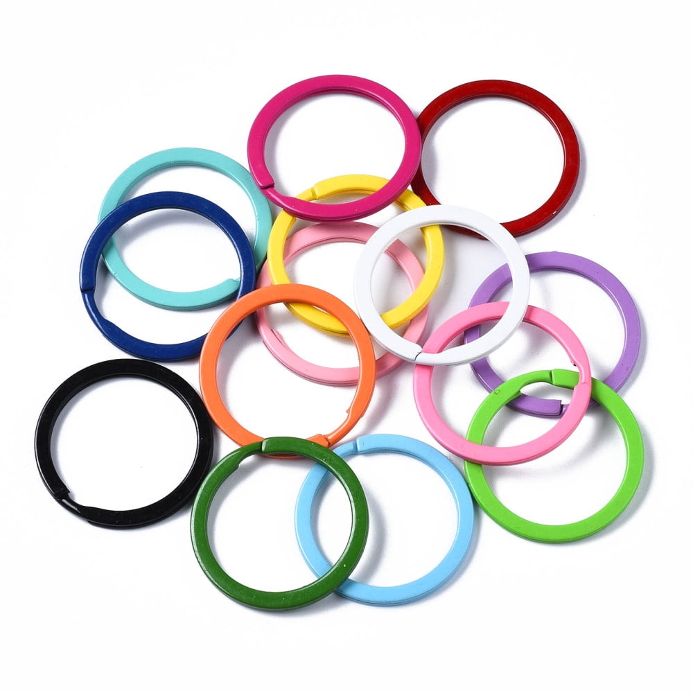 200pcs Spray Painted Iron Split Key Rings Keychain Clasp Findings Ring Mixed color 30x2mm Inner Diameter: 24mm DIY