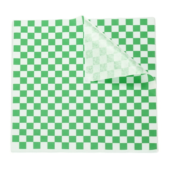 200pcs Square Checkered Wax Paper Sheets 11.81" x 11.81" Oil-absorbing Dry Food Wrapping Papers for Sandwich Baking Liners Picnic Basket Bread Hamburger Wrap Kitchen, Green