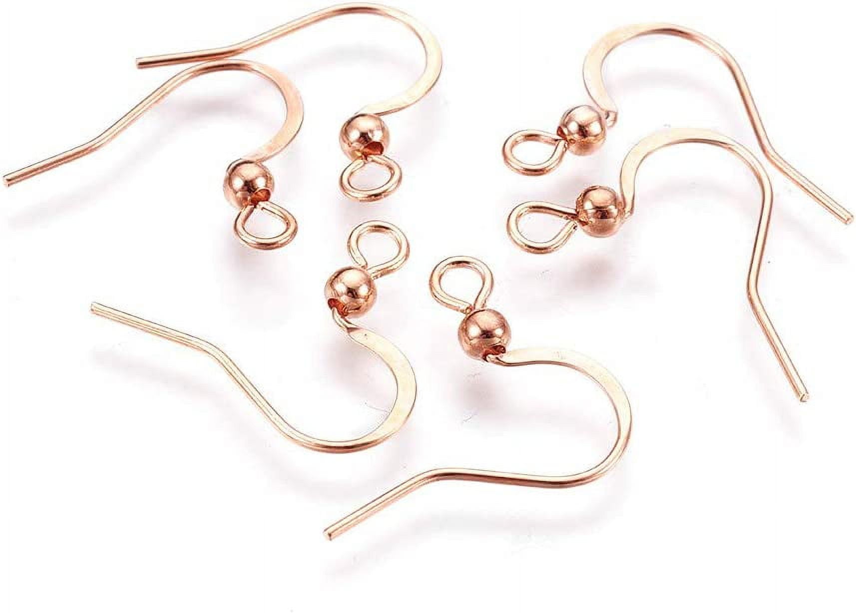200pcs Stainless Steel French Earring Hooks Fish Hook Ear Wires with Ball  for Jewelry Making (Rose Gold,16x19.5mm)