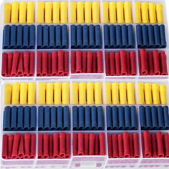 200pcs Straight Butt Wire Terminal Splice Crimp Insulated Copper Cold Press Terminals Electrical Wire Connector