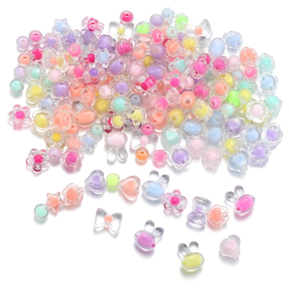 200pcs Tansparent Acrylic Beads Bead in Bead Heart Mixed Shapes 8~23mm