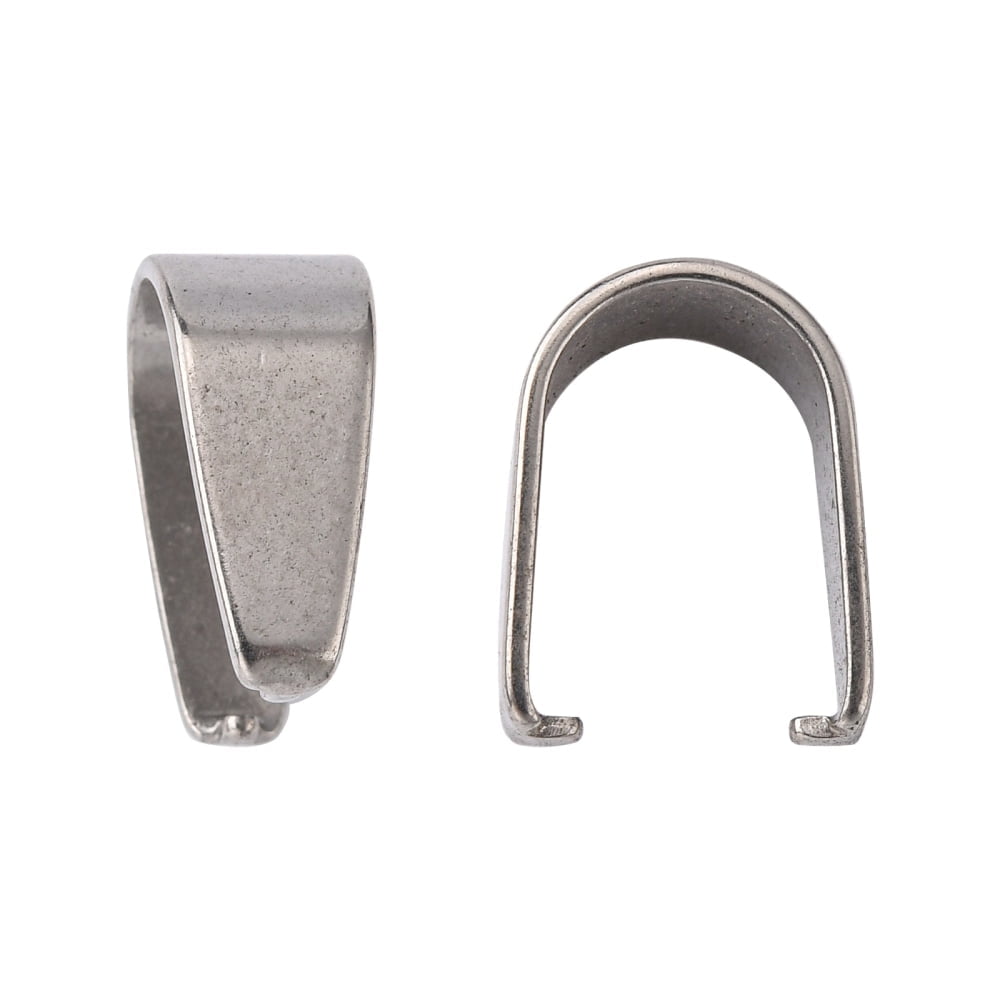 200pcs Tarnish Resistant 201 Stainless Steel Snap On Bails Stainless Steel color 13x9x6mm Pin: 1.2mm