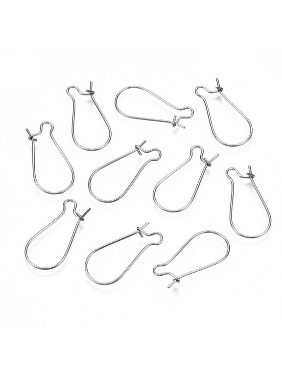 200pcs Tarnish Resistant 304 Stainless Steel Hoop Earring Findings Kidney Ear Wire Rings Stainless Steel color 23.5x11.5x0.6mm Pin: 0.6mm