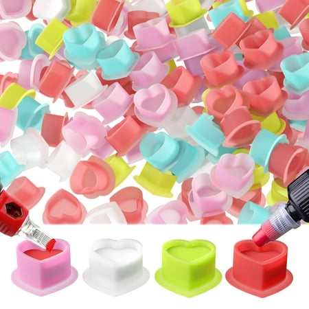 200pcs Tattoo Ink Cup Heart-Shaped Disposable Silicone Tattoo Pigment Cup Eyebrow Eyeliner Lip Color Pigment Cup Tattoo Pigment Holder