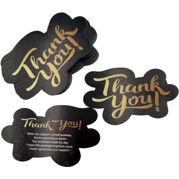 200pcs Thank You Card,Black Gold Thank You Card for Shower Note Cards, Birthday Wedding Thank You Cards,Bridal Shower Business