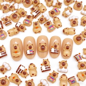 200pcs Tiny Mix Capybara Cartoon Nail Art Charms, Cute Resin Capybara Embellishments for DIY Press on Nails, Earrings, Phone Case Decoration, Kawaii Small Resin Accessories
