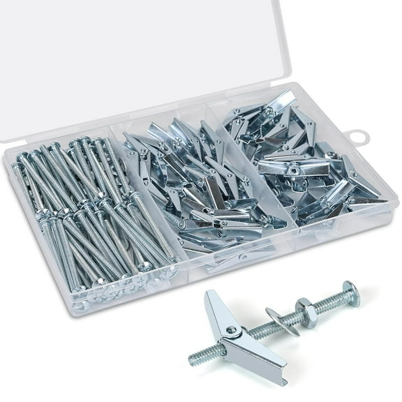 200pcs Toggle Bolts for Drywall, 50sets 1/8 Inch Heavy Duty Metal Drywall Anchors Kit, Dry Wall Anchors and Screws Kit, Butterfly Anchors for Ceiling, Sheetrock, Hollow Wall