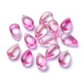 thumbnail image 1 of 200pcs Transparent Glass Charms Dyed & Heated Teardrop Hot Pink 13.5x8x5.5mm Hole: 1mm, 1 of 2