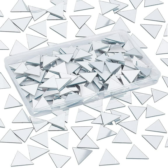 200pcs Triangle Mosaic Mirror 0.9 Inch Decorative Acrylic Mirror Adhesive Craft Mini Mirror Tiles Small Wall Mirror for Arts Crafts Photo Props Framing Traveling Bathroom Decor 1 Box