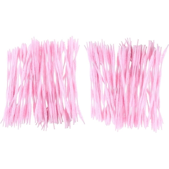 200pcs Twisted Pink Handmade Crafted Pipe DIY Chenille Bumpy Sticks Twistable Fuzzy Supplies Bendable Projects Decoration Stems Cleaners Strips for Rods Flexible Stem Craft
