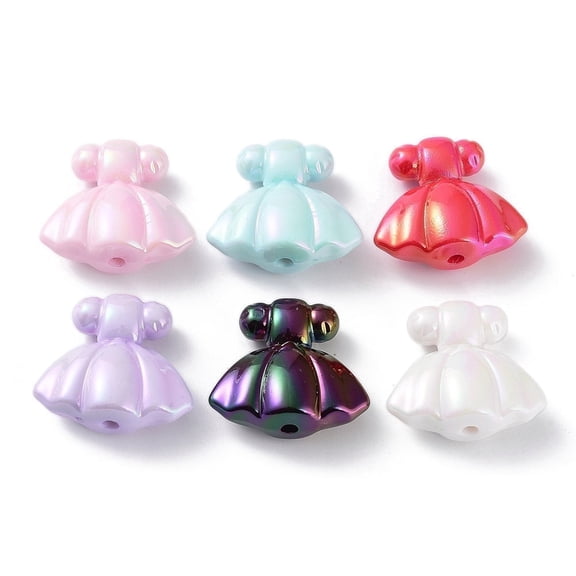 200pcs UV Plating Rainbow Iridescent Acrylic Beads Dress Mixed color 24.5x26.5x11.5mm Hole: 2.7mm