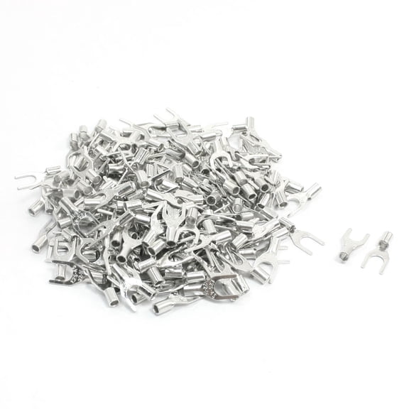 200pcs Uninsulated Furcate Fork Terminals Cable Lug AWG 22-16 SNB1.25-4