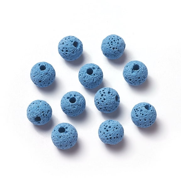 200pcs Unwaxed Beads for Perfume Essential Oil Beads Aromatherapy Beads Dyed Round Dodger Blue 8.5mm Hole: 1.5~2mm