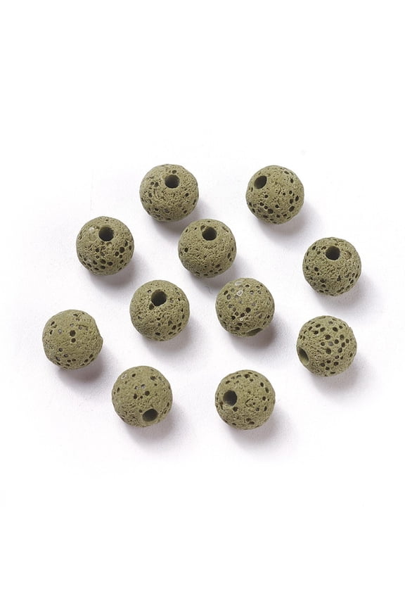 200pcs Unwaxed Beads for Perfume Essential Oil Beads Aromatherapy Beads Dyed Round Olive Drab 8.5mm Hole: 1.5~2mm
