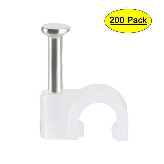 200pcs Wall Mount Coax Electric Cable Wire Clip Fastener Saddle 5mm Width White