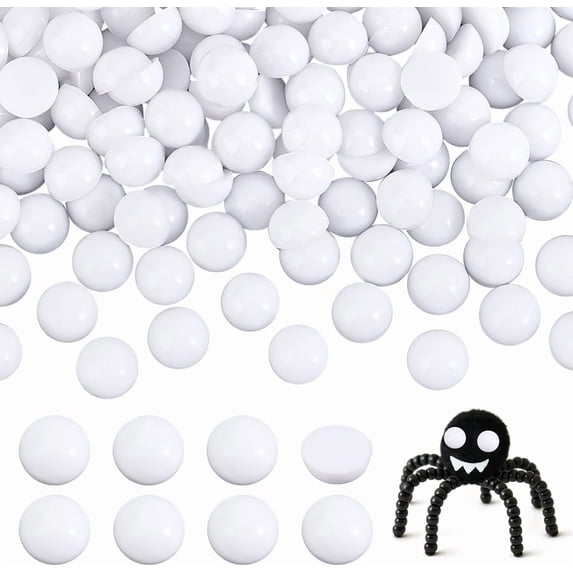 200pcs White Eyes Cabochons 10mm Flatback Animal Eyes Flat Back Cabochon Craft Resin Dome Button for Stuffed Animal Amigurumi Bear Teddy Puppet Cat Making Scrapbooking Projects