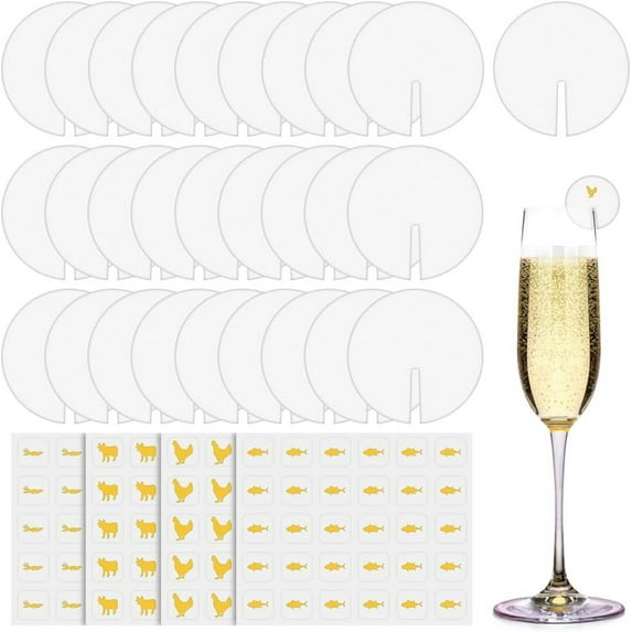 200pcs Wine Glass Tags Blank Wine Glass Markers with 240pcs Stickers Round Party Drink Tag Drink Blank Markers Drink Cup Tags Paper Drink Tags