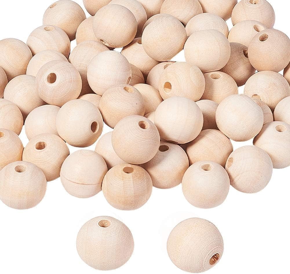 200pcs Wooden Beads 18mm Natural Wood Beads Unfinished Wood Spacer Beads Wooden Loose Beads DIY
