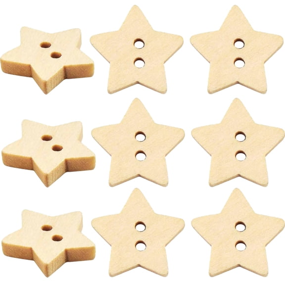 200pcs Wooden Star Buttons with 2 Holes Rustic Sewing Buttons Lovely Mini Wood Button for Scrapbooking Art Crafts DIY Decoration