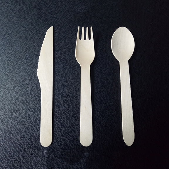 200pcs Wooden Disposable Cutlery Set Forks Spoons Utensils Tableware Supplies for Dinner Camping BBQ Parties