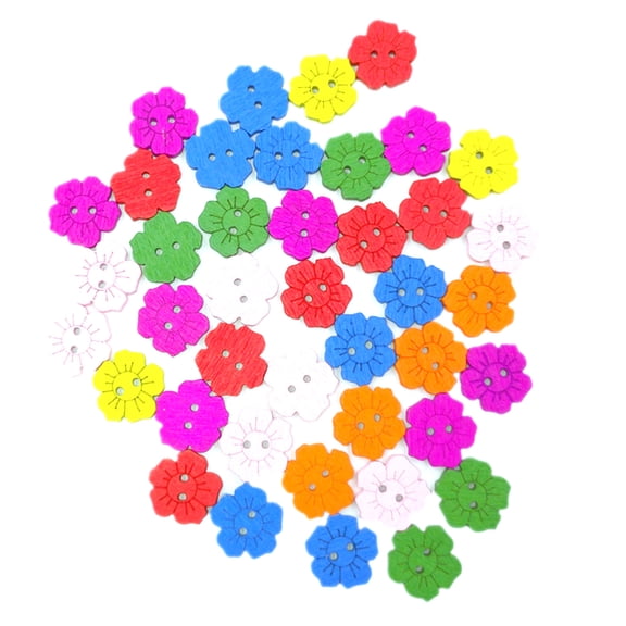 200pcs in 2 Pack Colorful Fastener Wooden Button Cartoon Sunflower Button for Crafts Making Creative Handcraft Tools (Mixed Color)