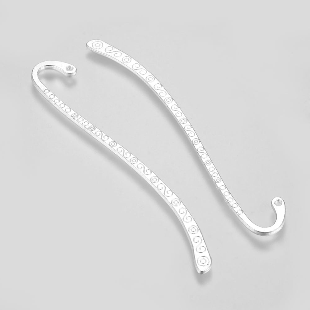 200pcs style Alloy Bookmarks Cadmium Free & Lead Free Silver 84x4x2mm Hole: 2mm